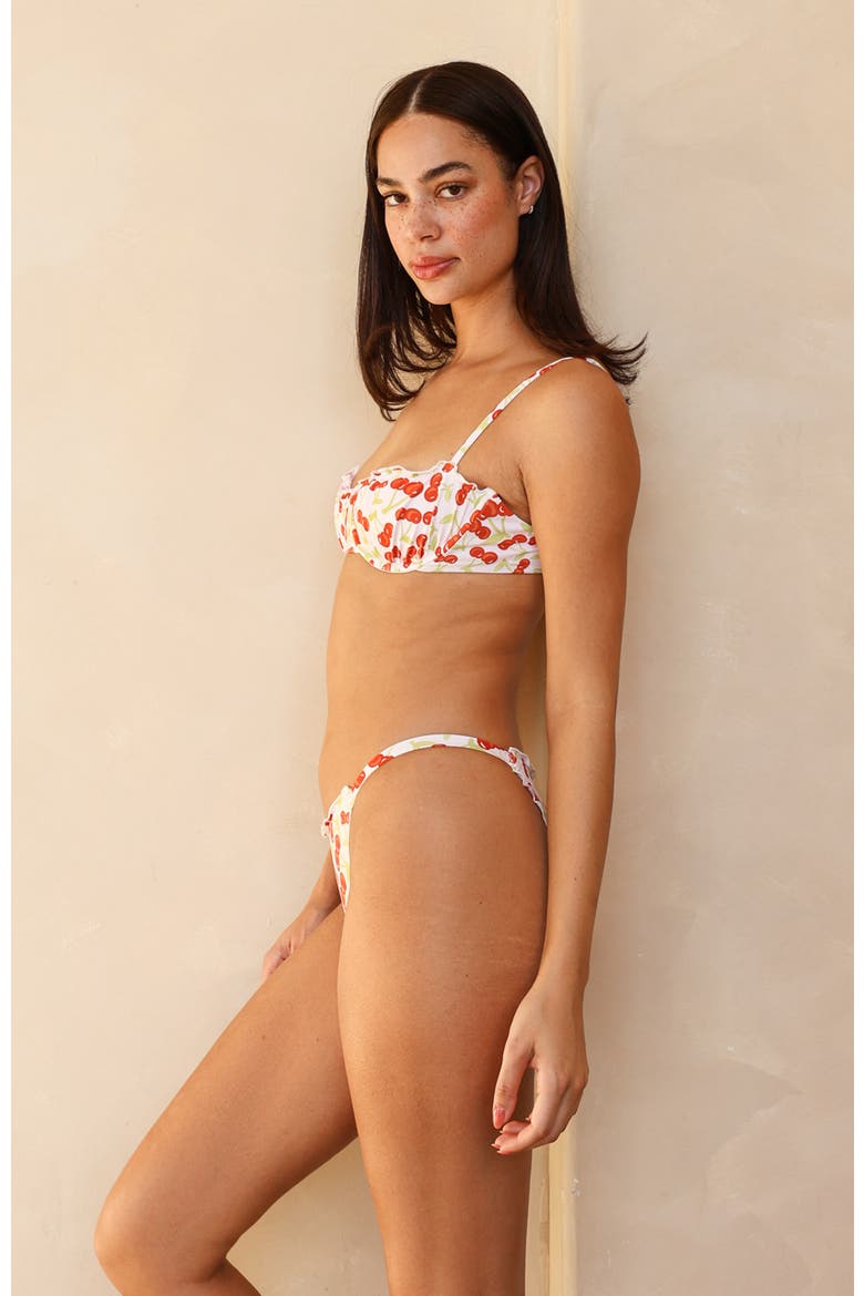 Lucca Cheeky Bikini Bottom, Alternate, color, Cherise White