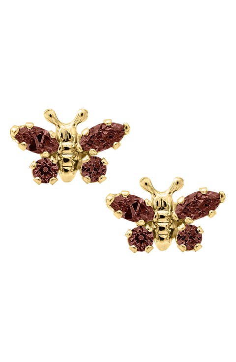 Butterfly Birthstone Gold Earrings (Baby)