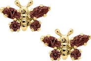 Mignonette Butterfly Birthstone Gold Earrings