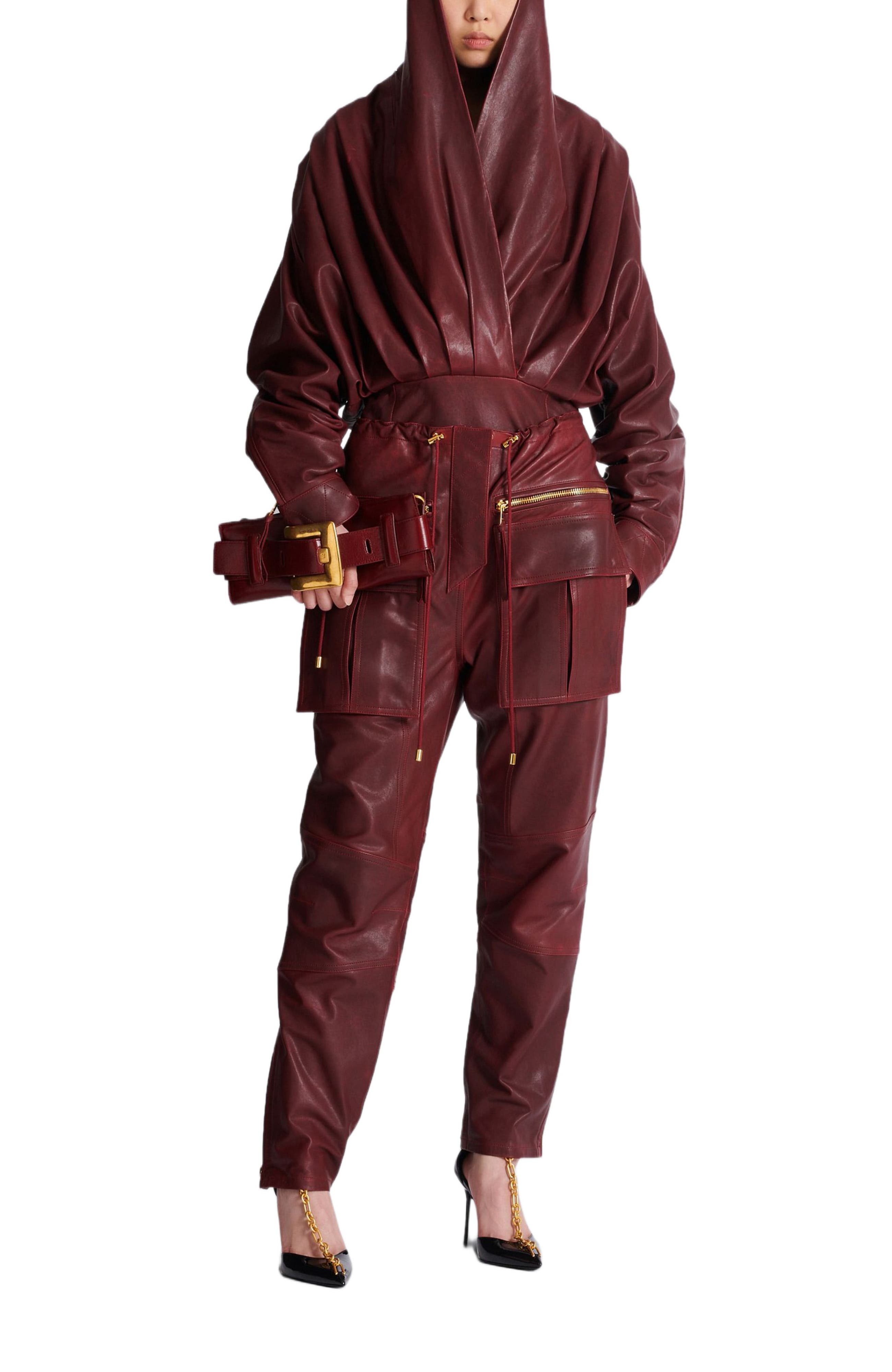 Balmain Anthem Calfskin Clutch In Calfskin, Alternate, color, 