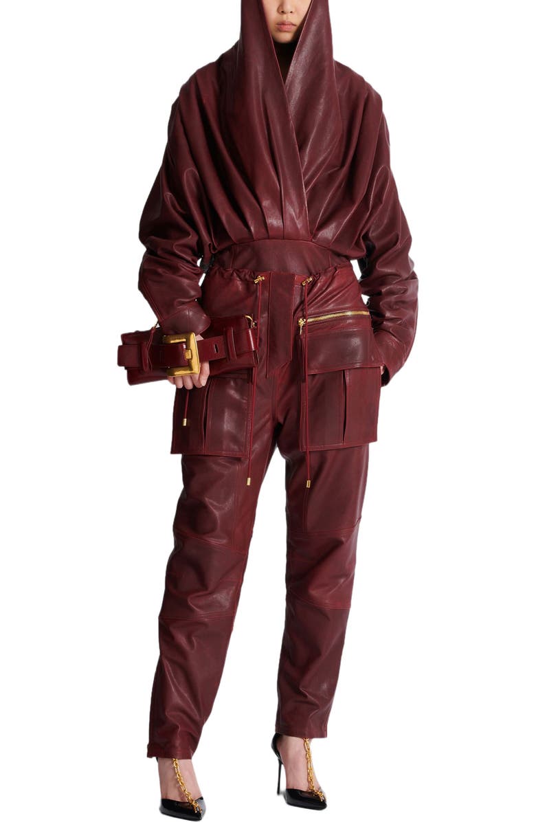 Balmain Anthem Calfskin Clutch In Calfskin, Alternate, color,