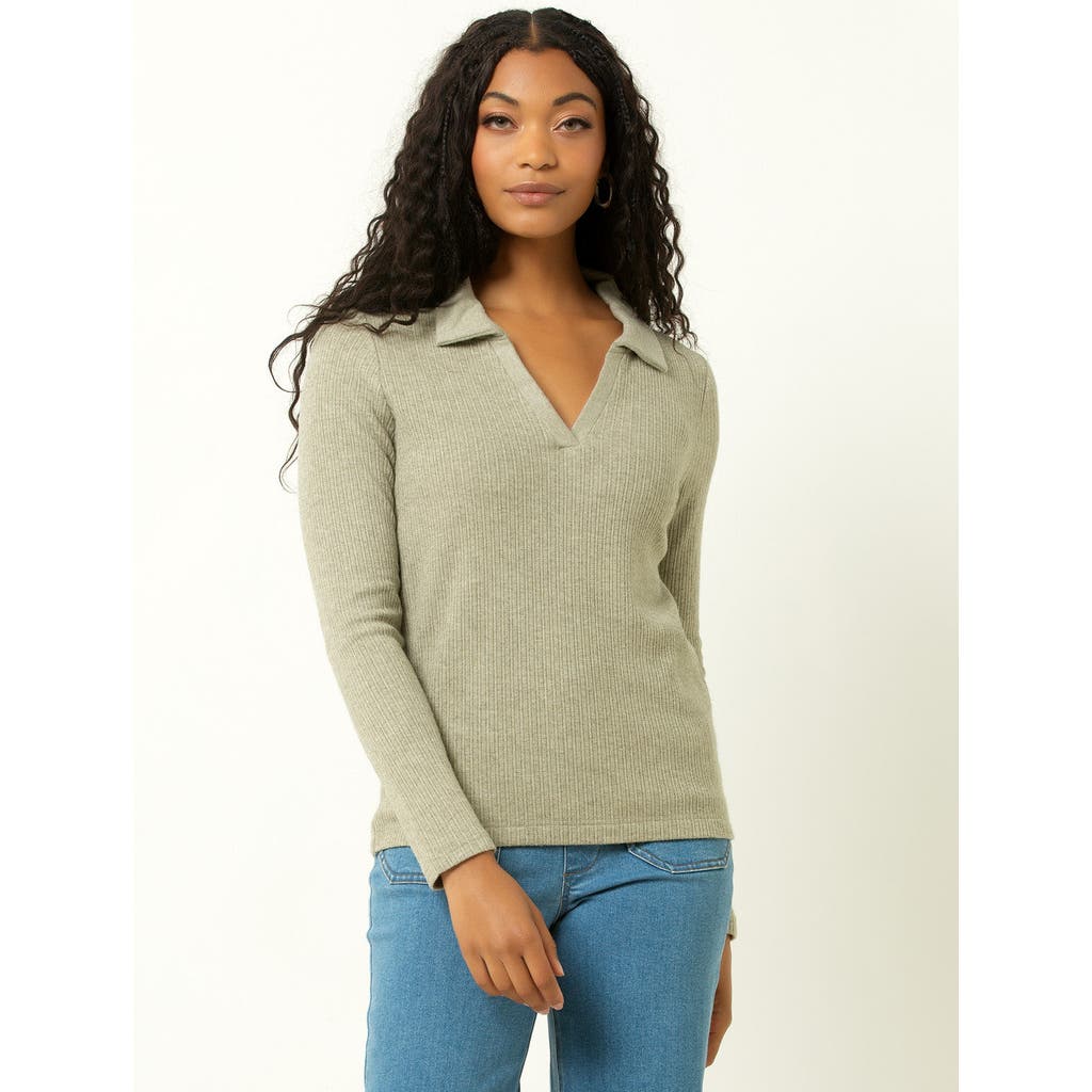 Single Stitch Classic Ribbed V-neck Sweater With Collar In Multi