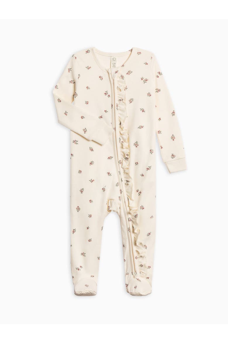 Organic Cotton Neve Ruffle Zipper Footie, Alternate, color, Helen Floral / Purple + Mauve