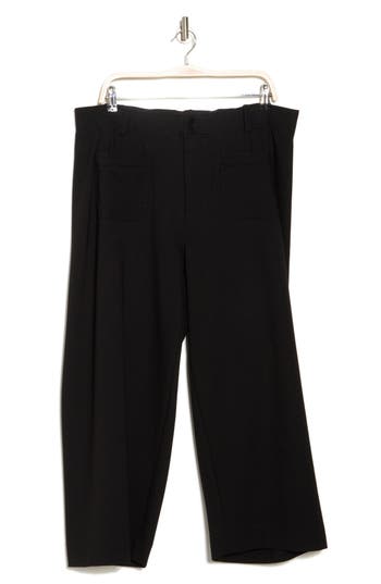 Shop Democracy Patch Pocket Crop Wide Leg Pants In Black