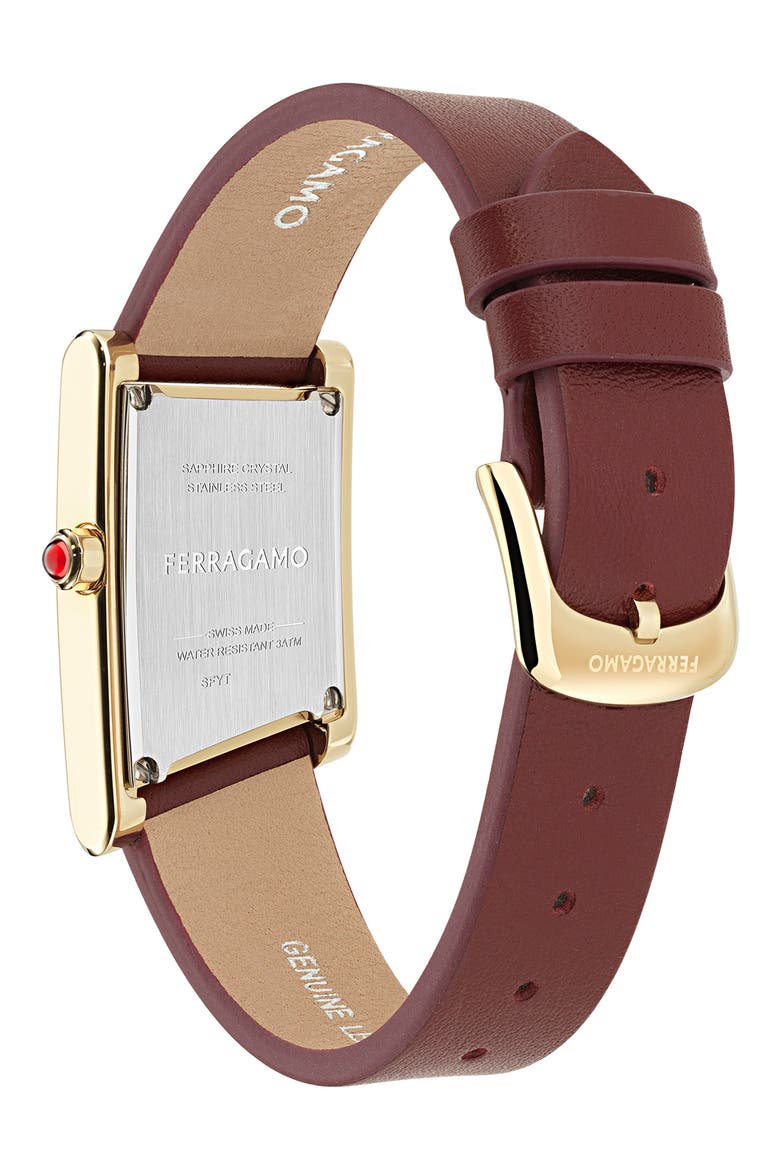 Asymetrique Leather Strap Watch, 22mm x 36mm, Alternate, color, YELLOW GOLD