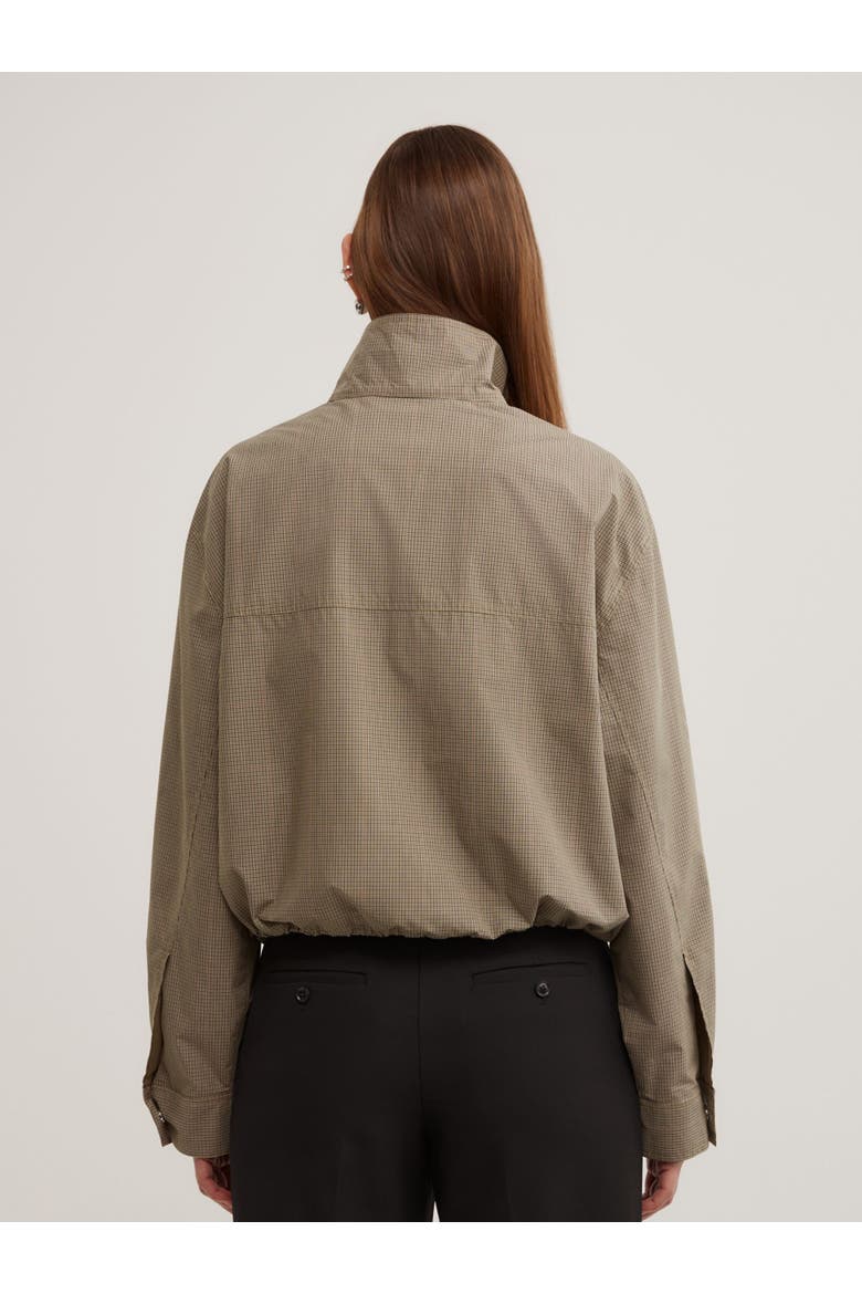 Funnel Zip Through Checked Jacket, Alternate, color, Neutral Check