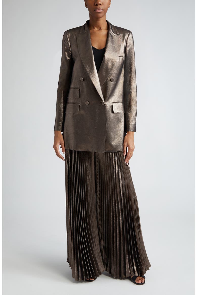 Edro Metallic Double Breasted Blazer, Alternate, color, BRONZE