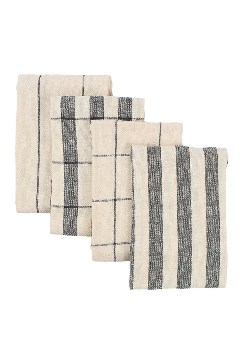 Kitchen Towels - Cotton Flat Weave Set - Set of 4, Main, color, Charcoal