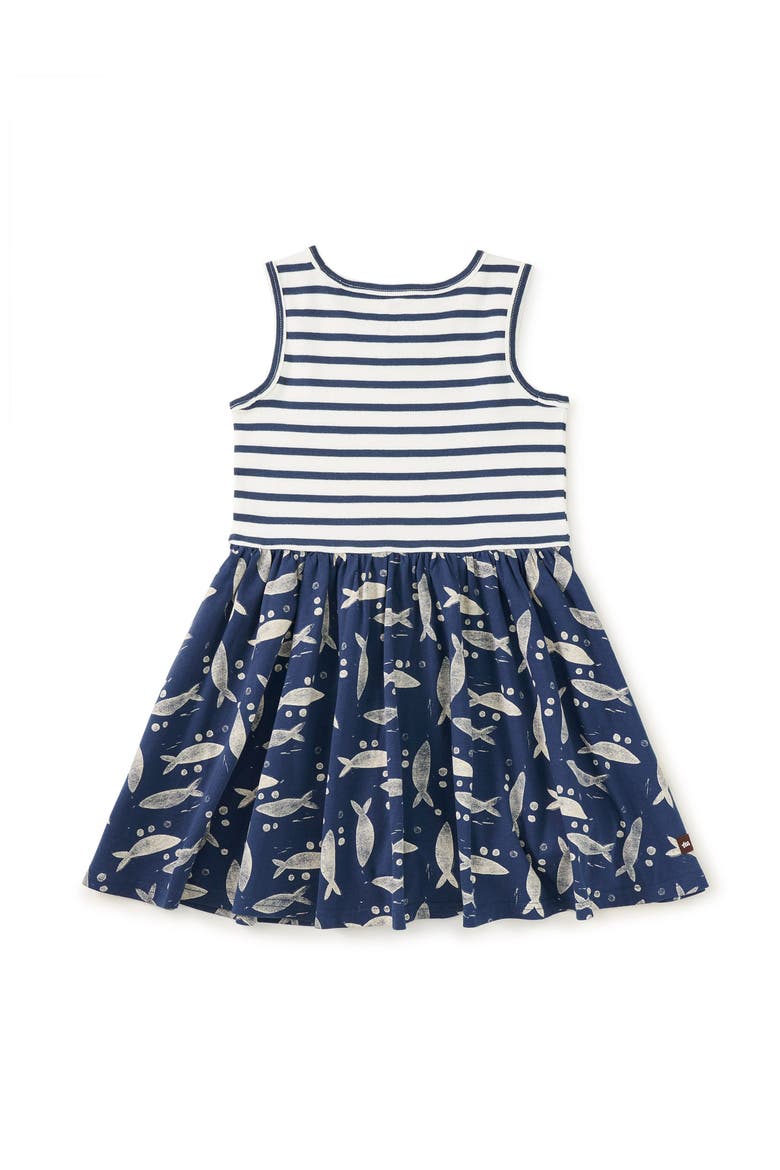 Print Mix Tank Skirted Dress, Alternate, color, Blockprint Sardines