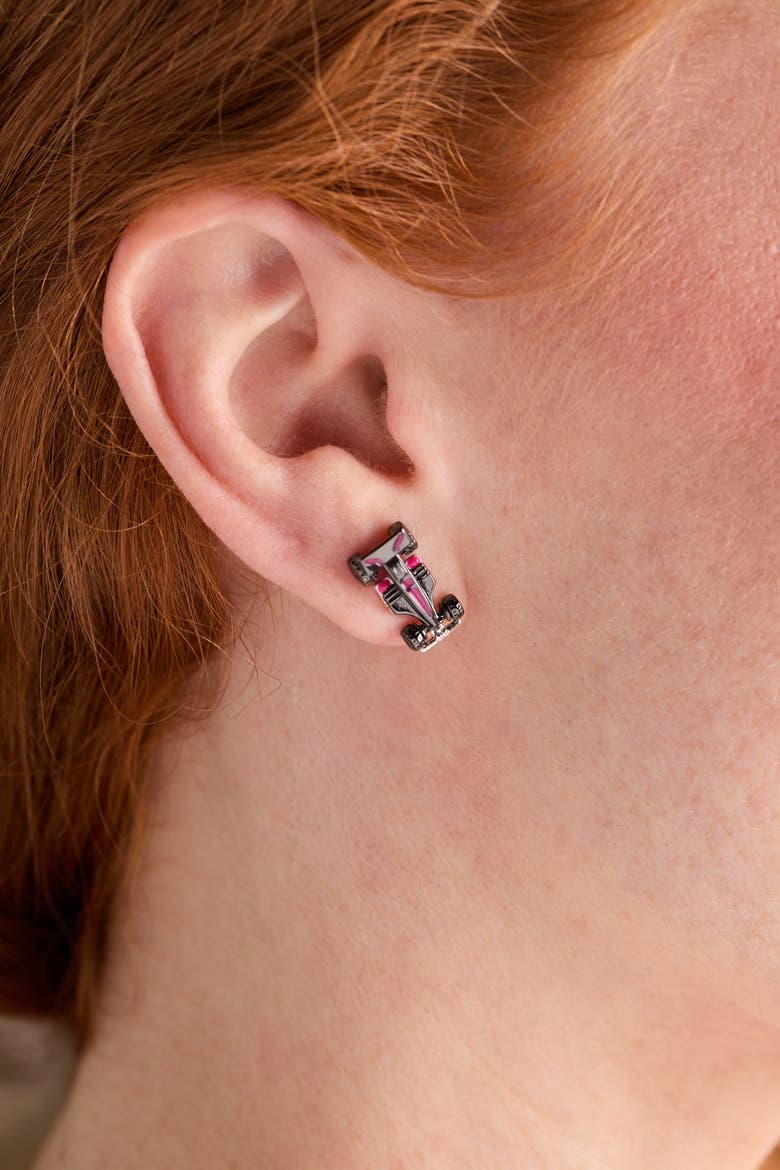 Hot Wheels Racecar Stud Earrings, Alternate, color, Silver