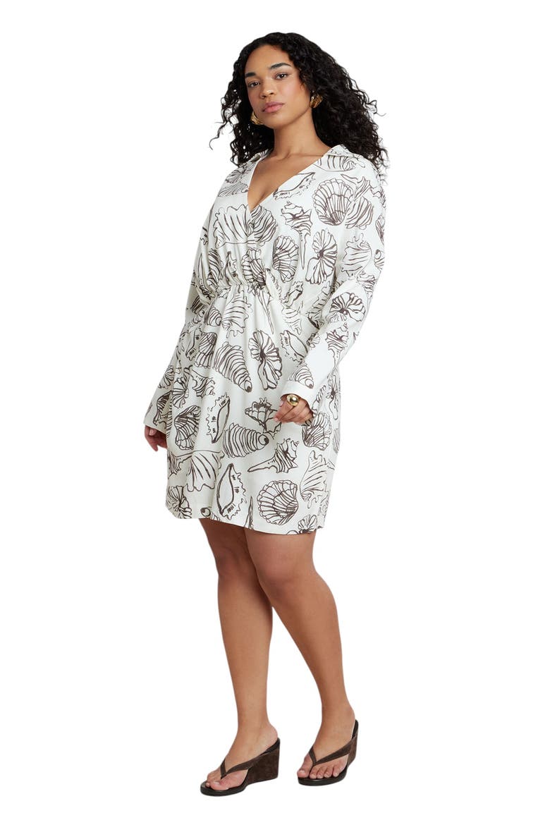 Printed Linen Mini Dress, Alternate, color, SHELLS OF ALL