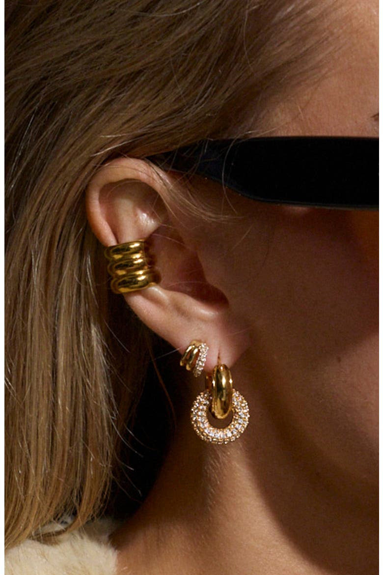The Ridged Positano Set of 2 Ear Cuffs, Alternate, color, GOLD