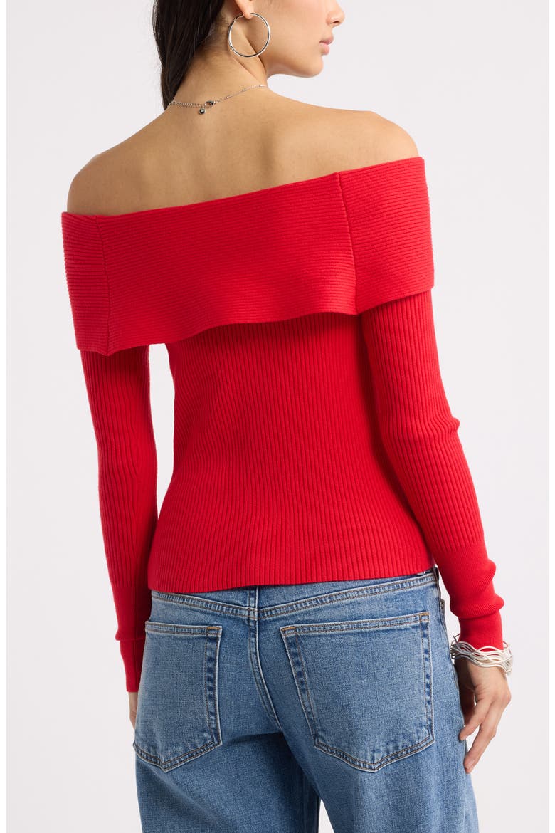 Off the Shoulder Cozy Sweater, Alternate, color, RED PEPPER