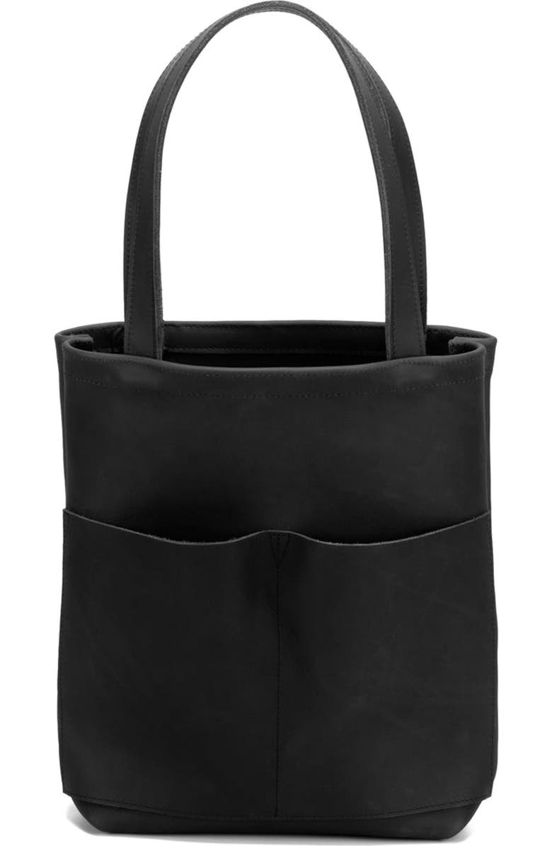 Ezra Arthur Brooklyn American Steer Leather Tote Bag, Main, color, Black