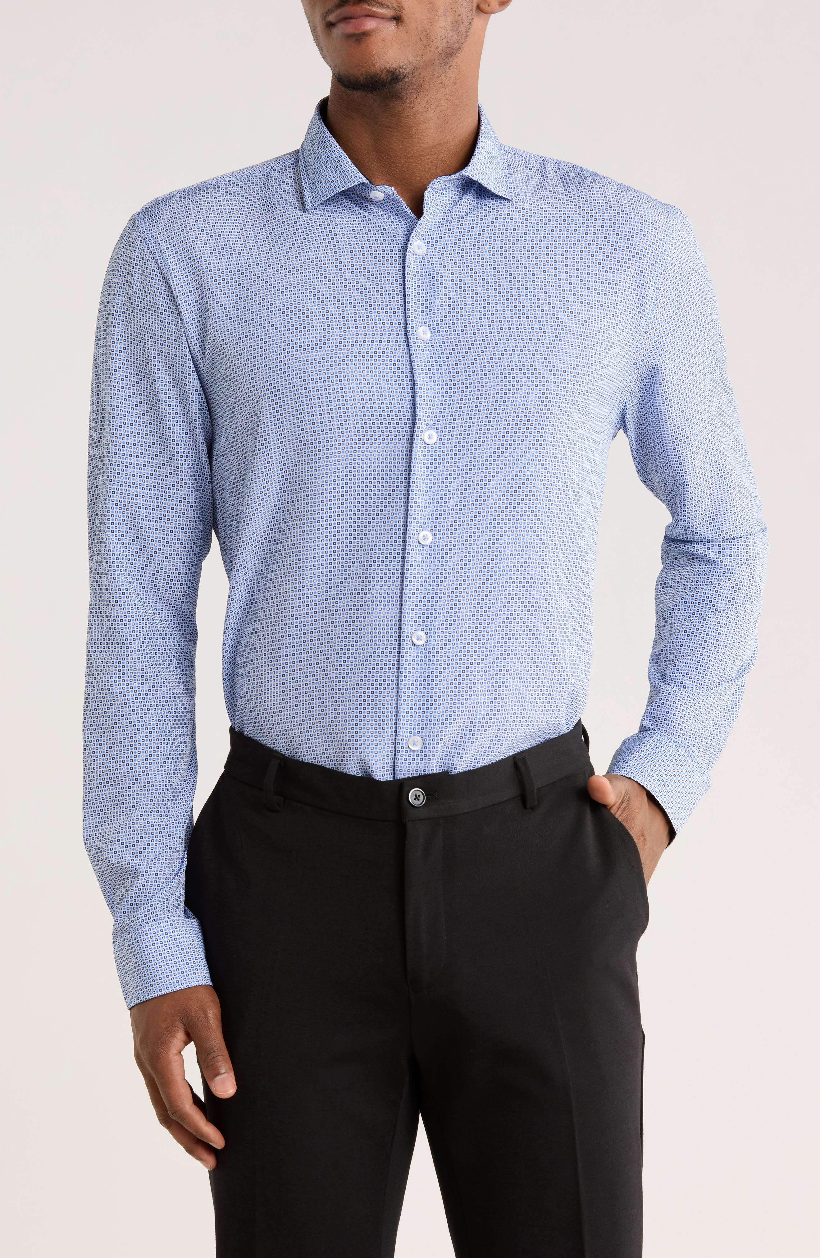 SOUL OF LONDON Geo Dot Stretch Sport Shirt