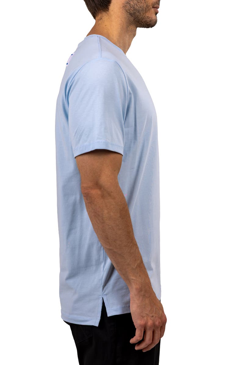 Maceoo Baron Lightblue Logo Patch Stretch Cotton T-Shirt, Alternate, color, Blue