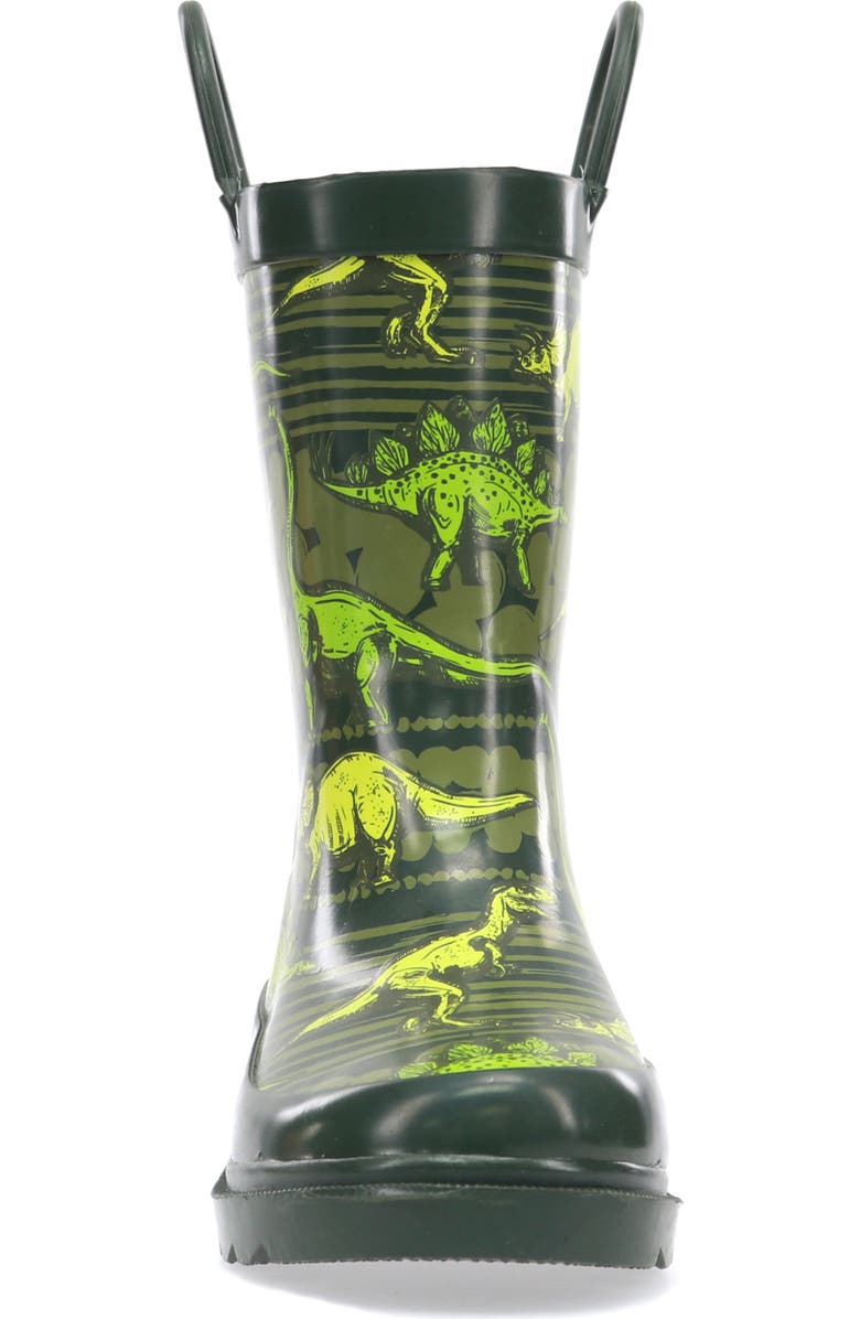 Western Chief Kids' Dino Quest Waterproof Rain Boot, Alternate, color, Olive