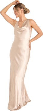 Six Stories Cowl Front Satin Bridesmaid Dress
