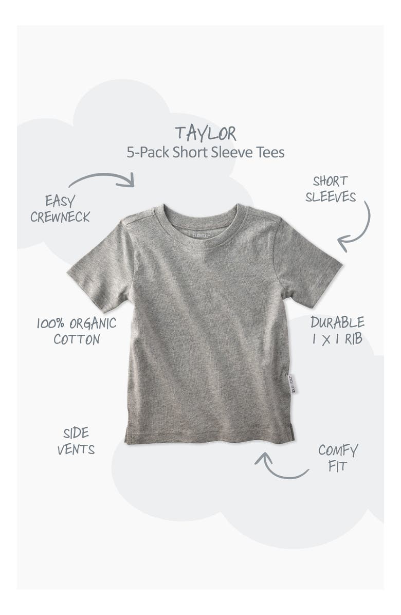 BUTTERBLU Taylor Assorted 5-Pack Organic Cotton T-Shirts, Alternate, color, 