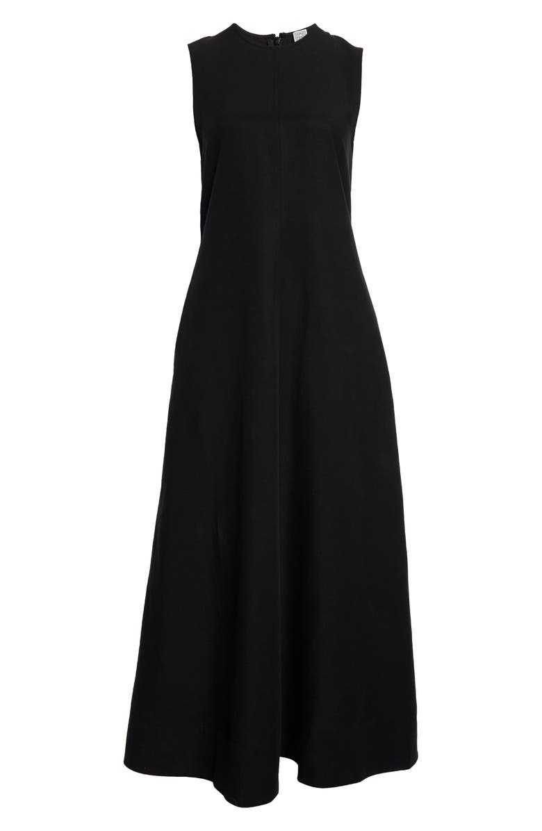 TOTEME Knife Pleated Cap Sleeve Jersey Maxi Dress, Alternate, color, Black