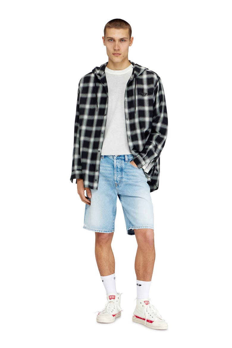 Regular-Short Distressed Denim Shorts, Alternate, color, DENIM