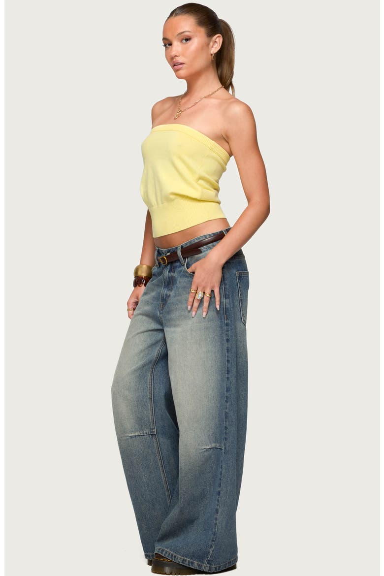 Philipa Strapless Crop Top, Alternate, color, YELLOW