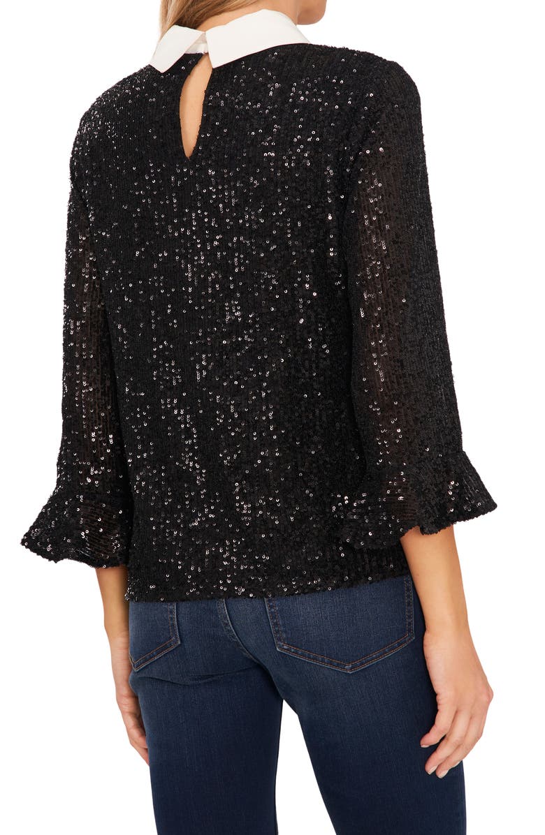 CeCe Pussy Bow Sequin Blouse, Alternate, color,
