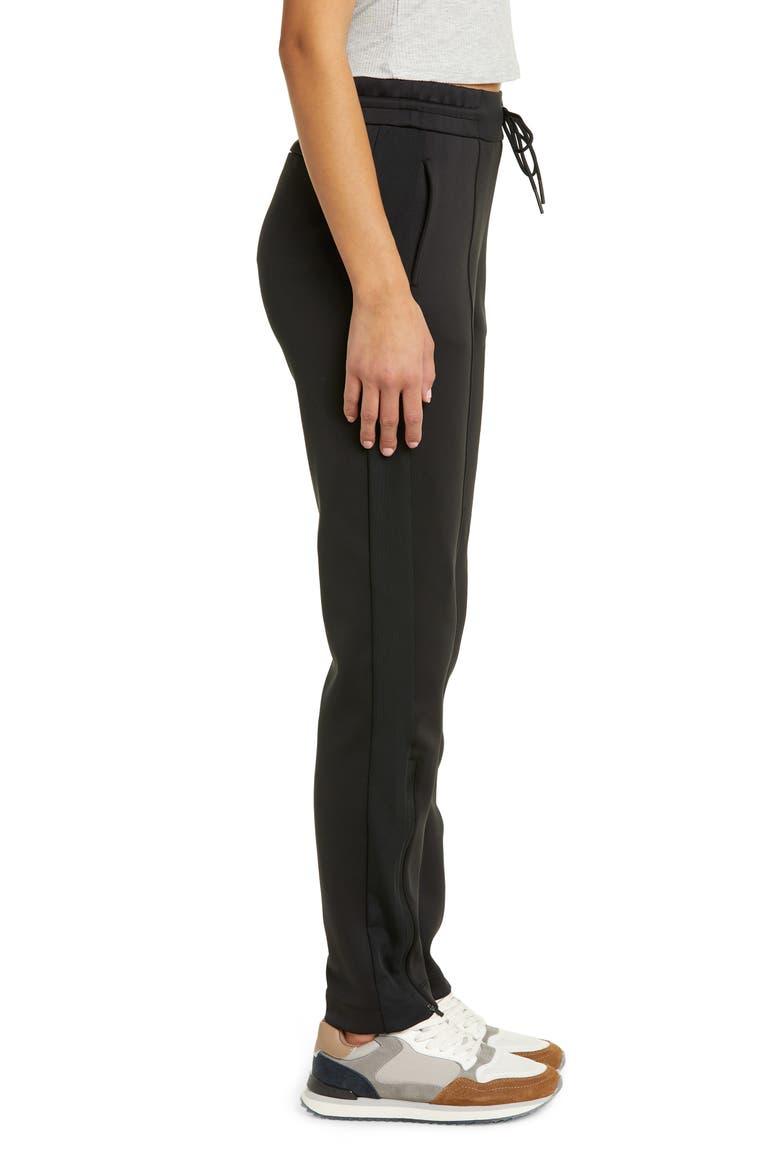 Side Step High Waist Track Pants, Alternate, color, BLACK