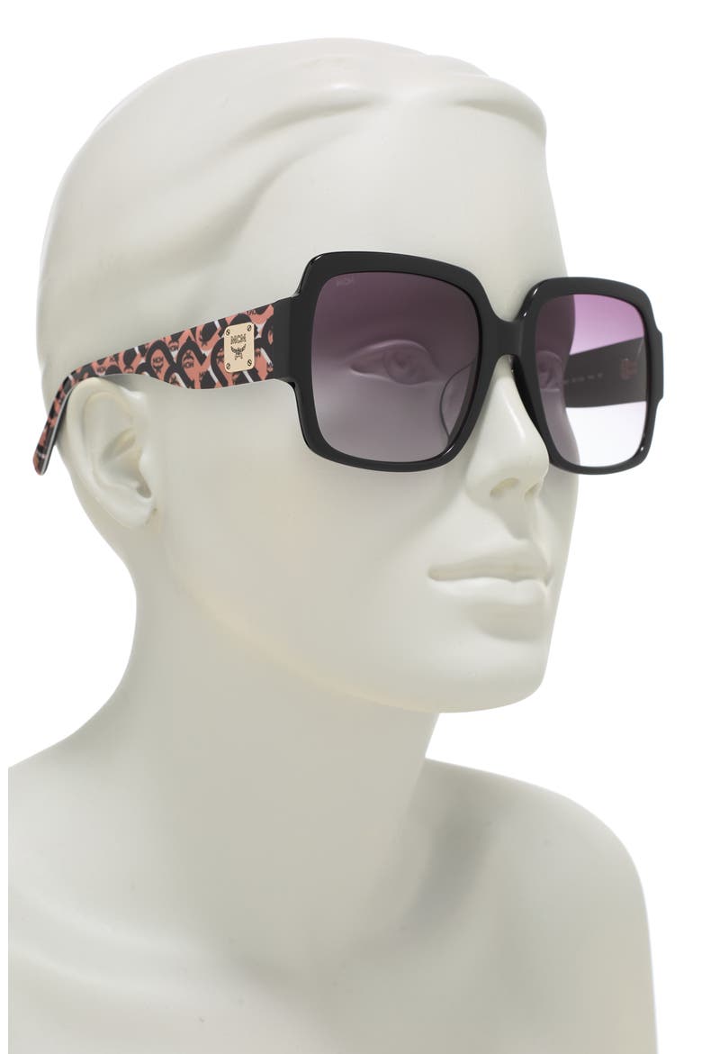 57mm Butterfly Sunglasses, Alternate, color, BLACK
