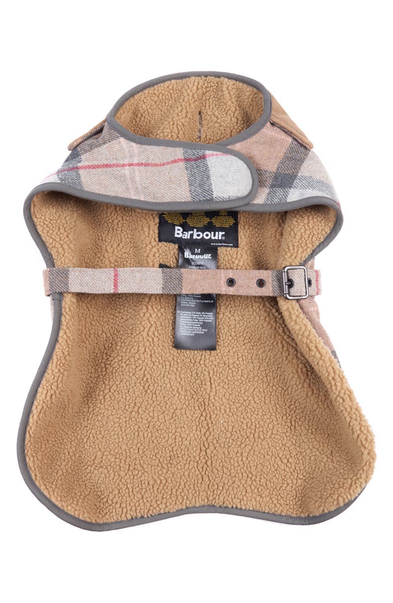 Barbour Tartan Dog Coat, Alternate, color, Taupe/ Pink Tartan
