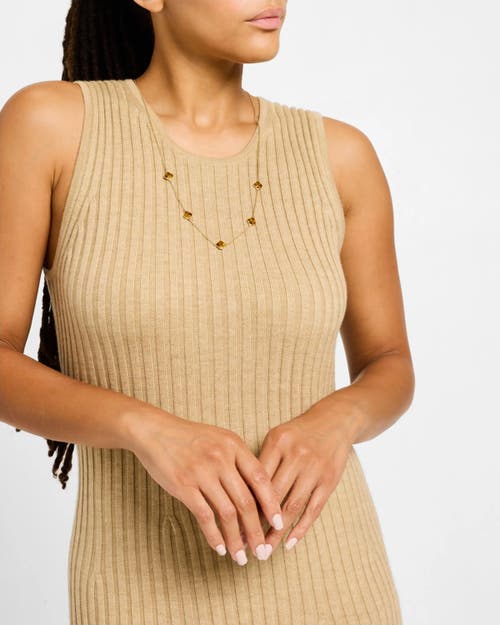 Jan Leslie Sterling With 18k Gold Overlay And Gemstones Five Petal Station Necklace In Brown