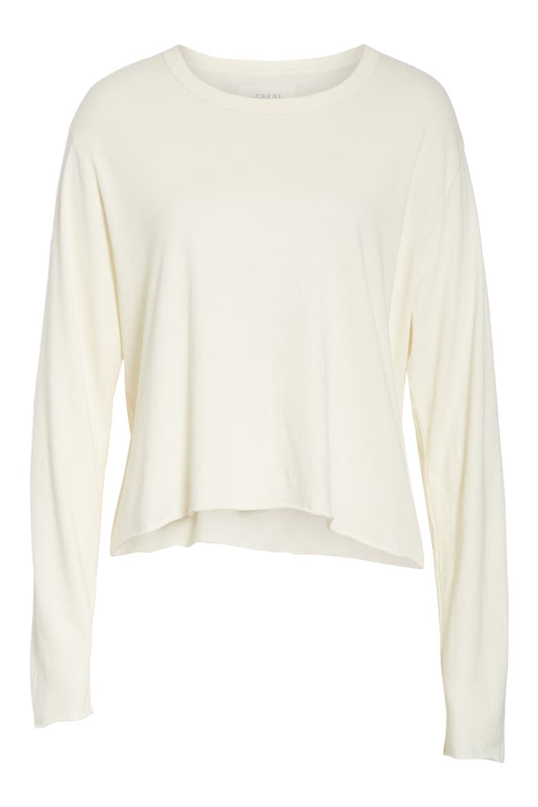 The Long Sleeve Crop Tee, Alternate, color, DNUWASHED WHITE
