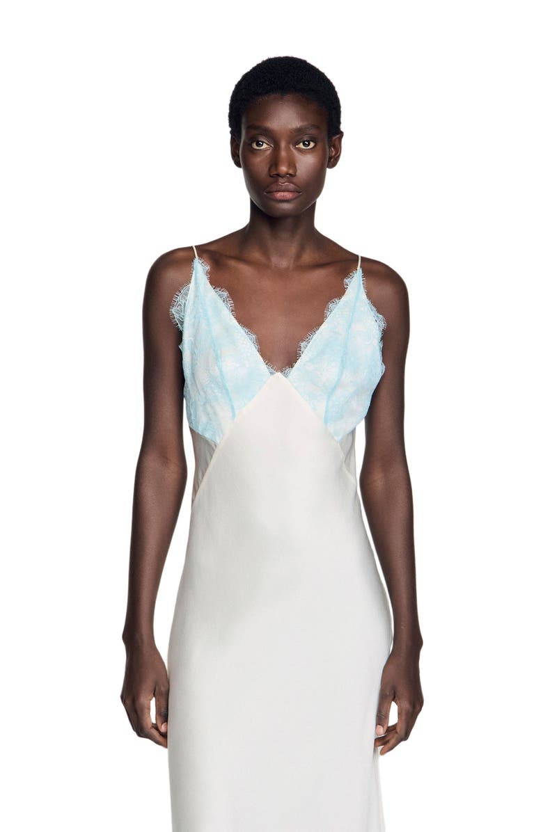 SANDRO Lingerie-style maxi dress, Alternate, color, Ecru