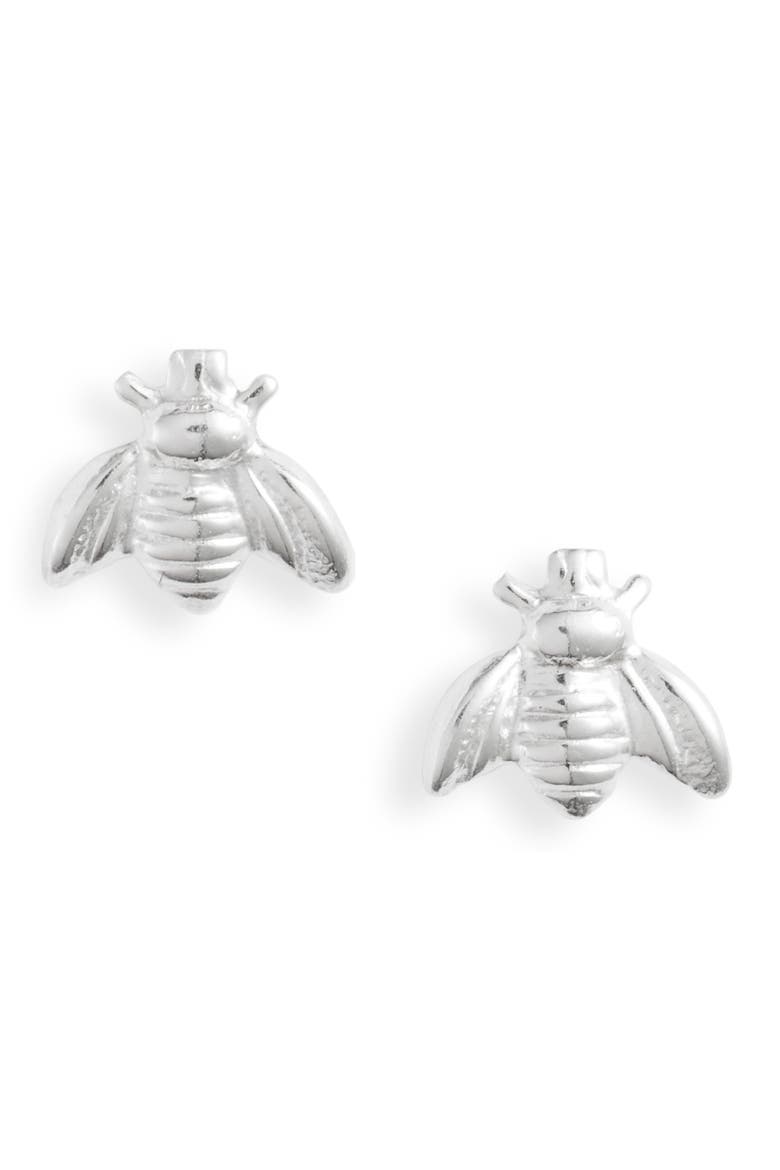 Beatriz Bee Stud Earrings, Main, color, SILVER