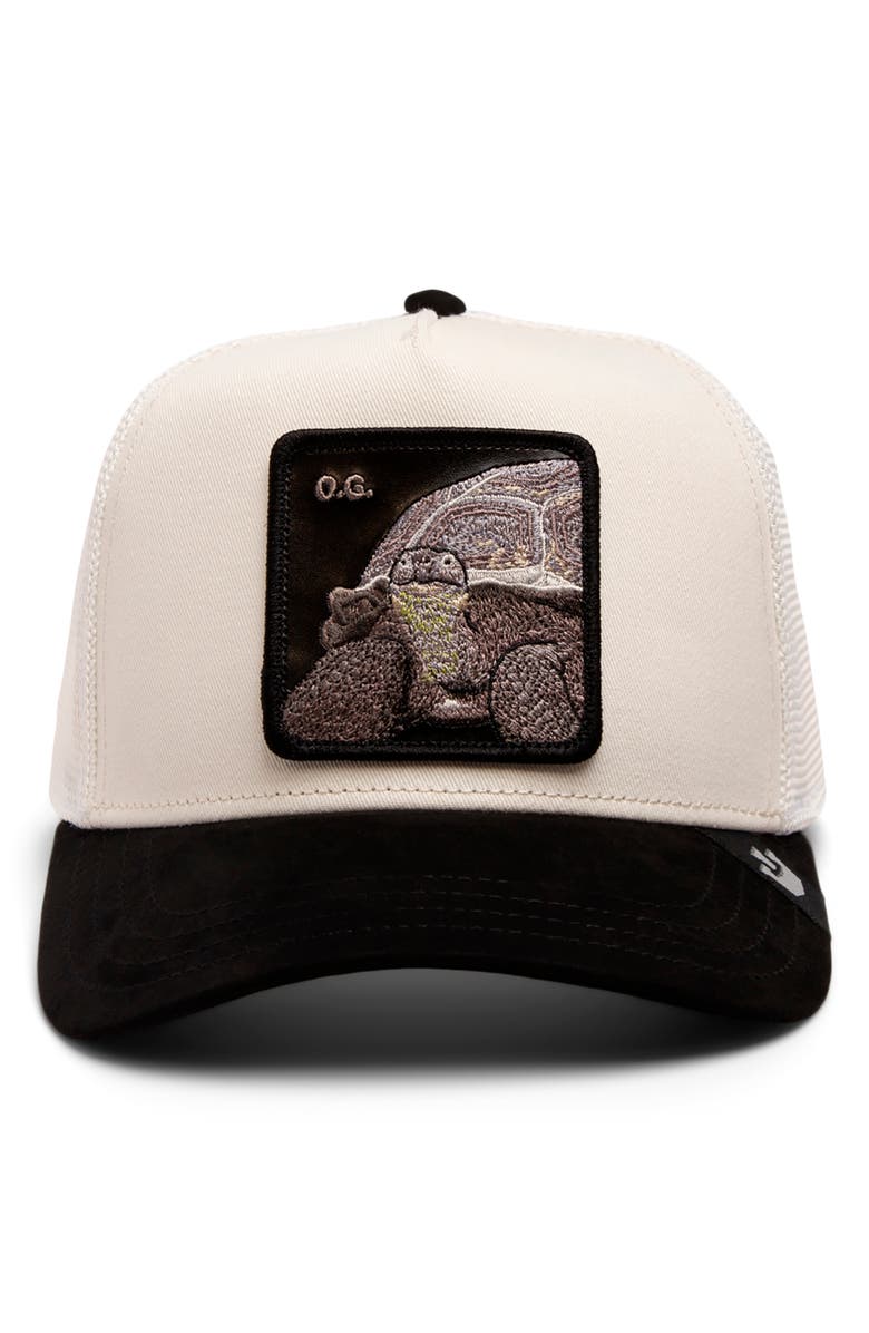 Goorin Bros. The Suede Tortoise Patch Snapback Trucker Hat, Alternate, color,