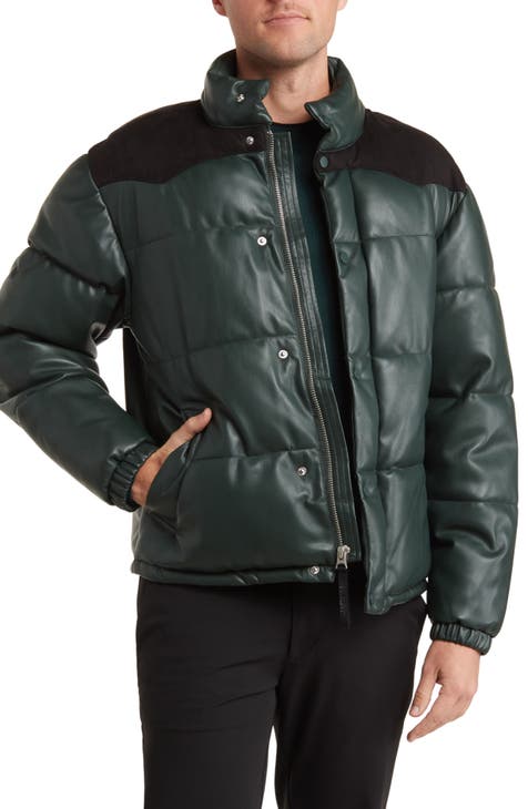 Faux Leather Puffer Jacket