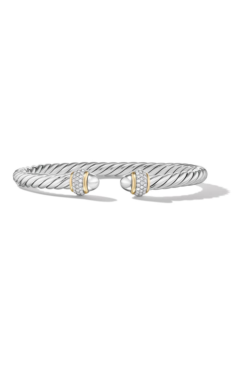 Cable Bracelet with Diamonds, 5mm, Main, color, STERLING SILVER/ 18KY GOLD