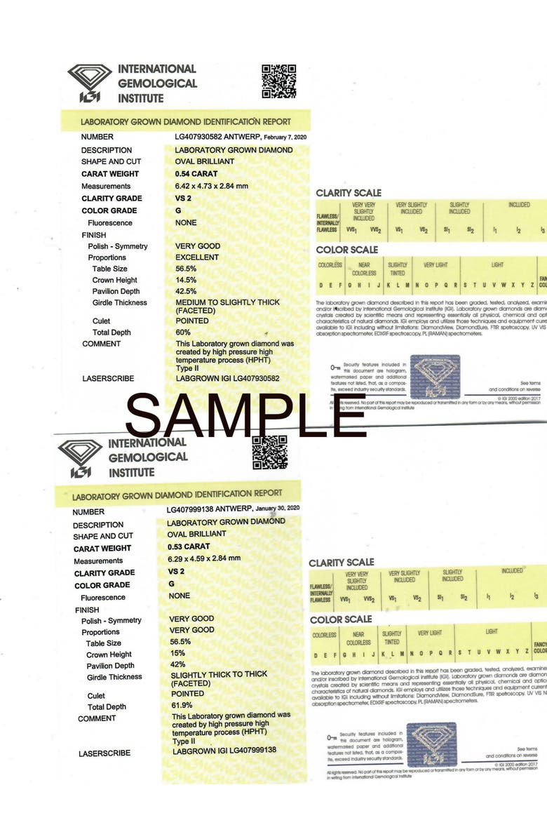 Bliss Diamond 1/3Ct Certified Lab Grown Oval Diamond Solitaire Pendant Gold Necklace, Alternate, color, 