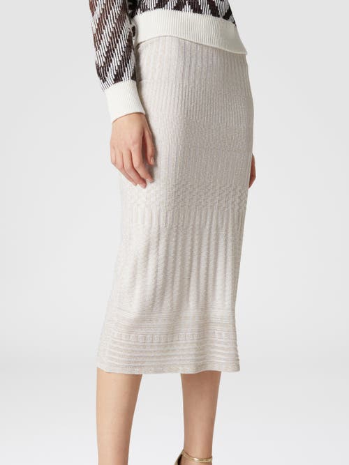 Missoni Multi-processed Lamé Viscose Midi Skirt In White & Gold
