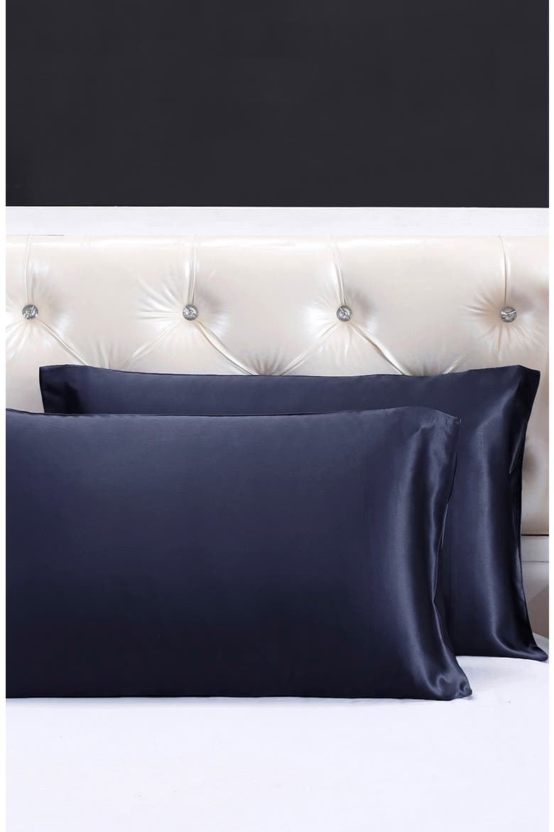 100% Silk Terse Envelope Pillowcase, Alternate, color, Navy Blue.