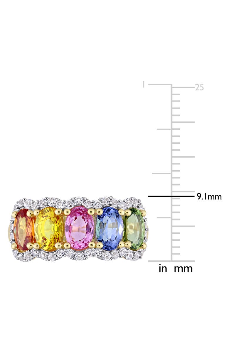 Multi-Color Sapphire 5-Stone Halo Ring 14k, Alternate, color, Yellow Gold