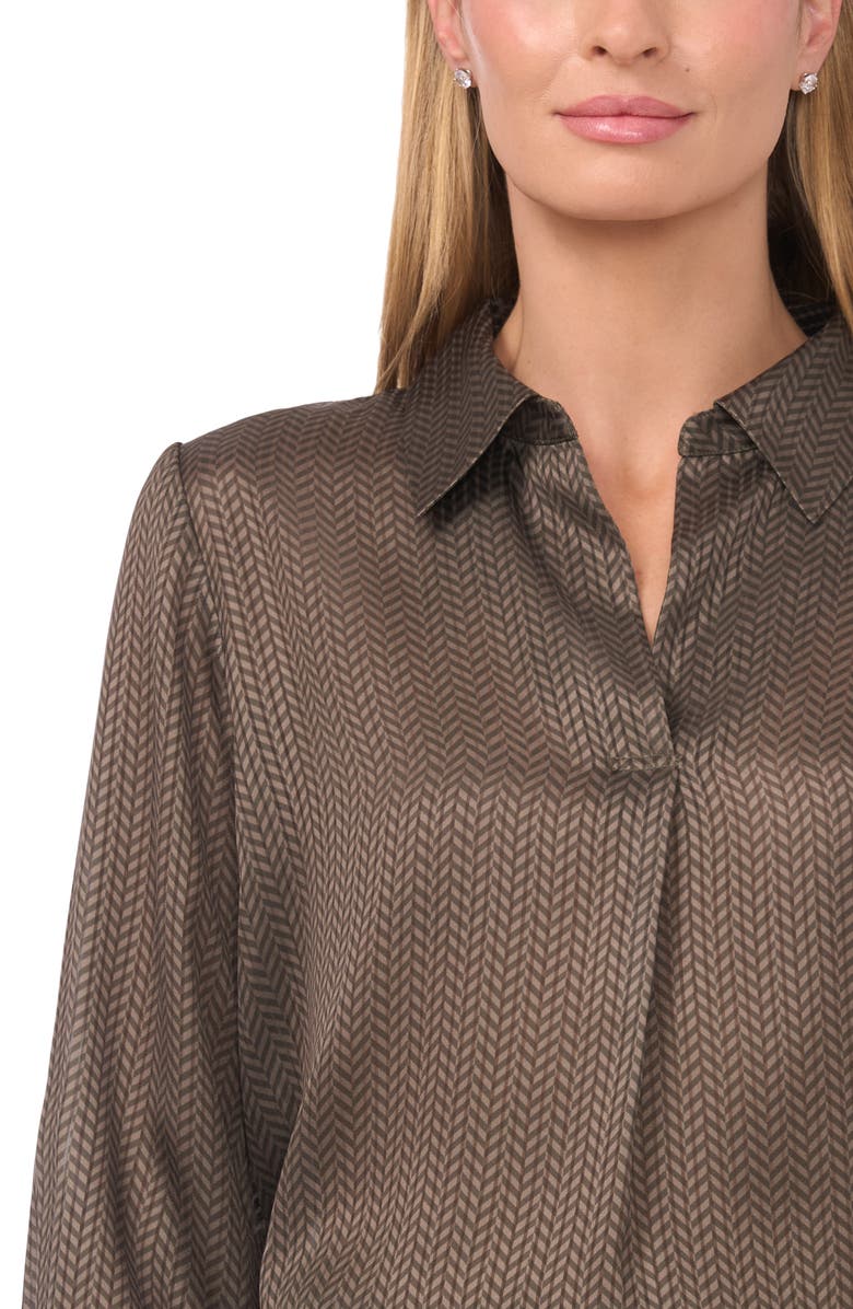 Halogen<sup>®</sup> Collared Herringbone Popover Top, Alternate, color, Kalamata