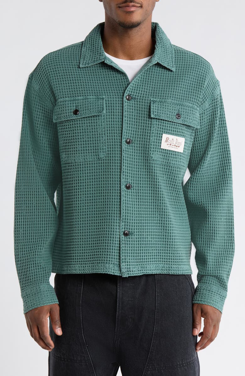 Brain Dead Waffle Button-Up Shirt, Alternate, color, Silver Pine