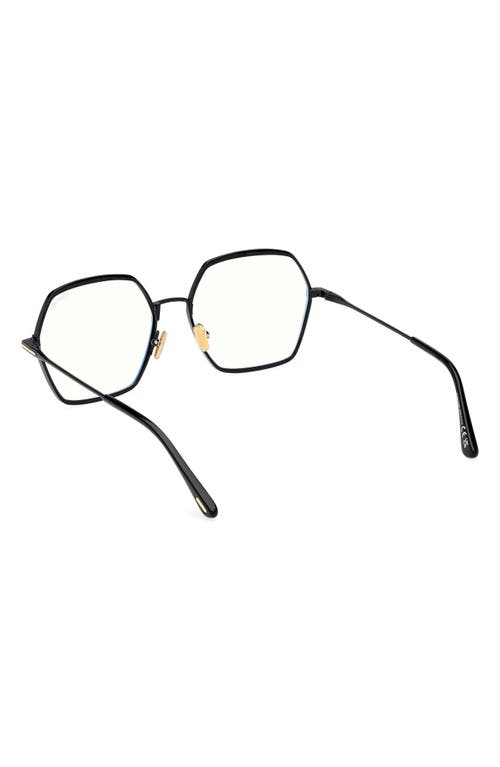 Tom Ford 56mm Geometric Blue Light Blocking Optical Glasses In Multi