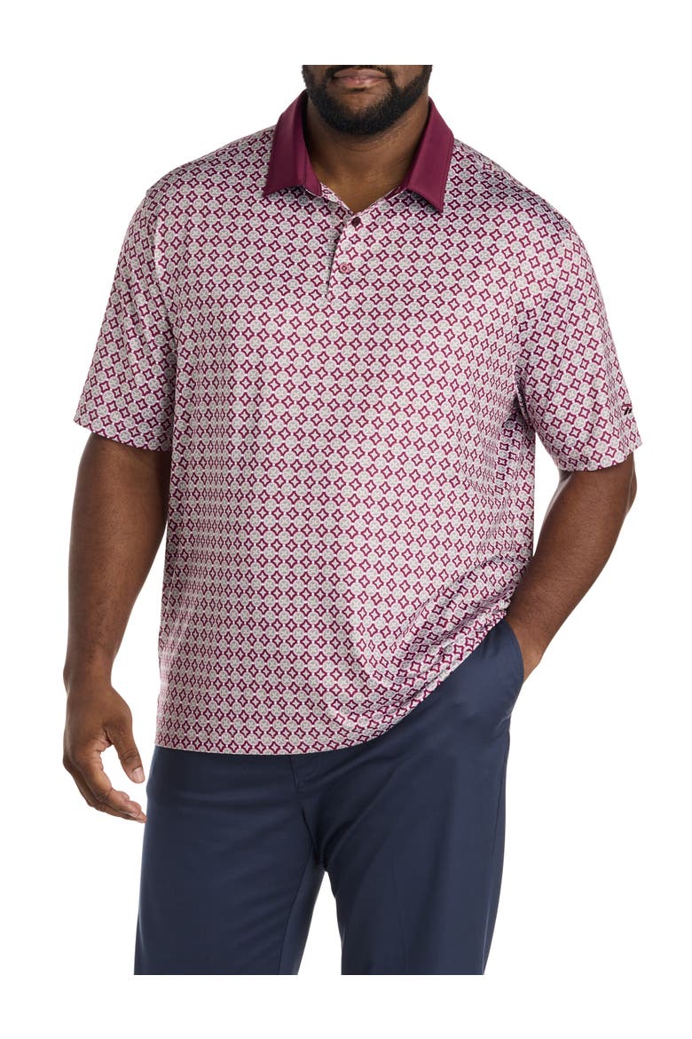 Big & Tall Mosaic Tile Performance Polo Shirt, Main, color, GRITTY GREY PINK