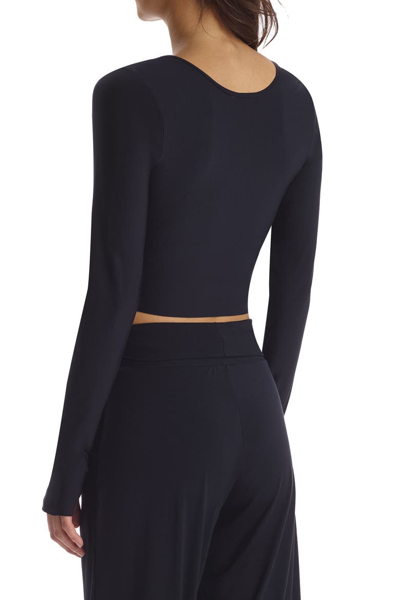 Butter Thumbhole Faux Wrap Top, Alternate, color, BLACK