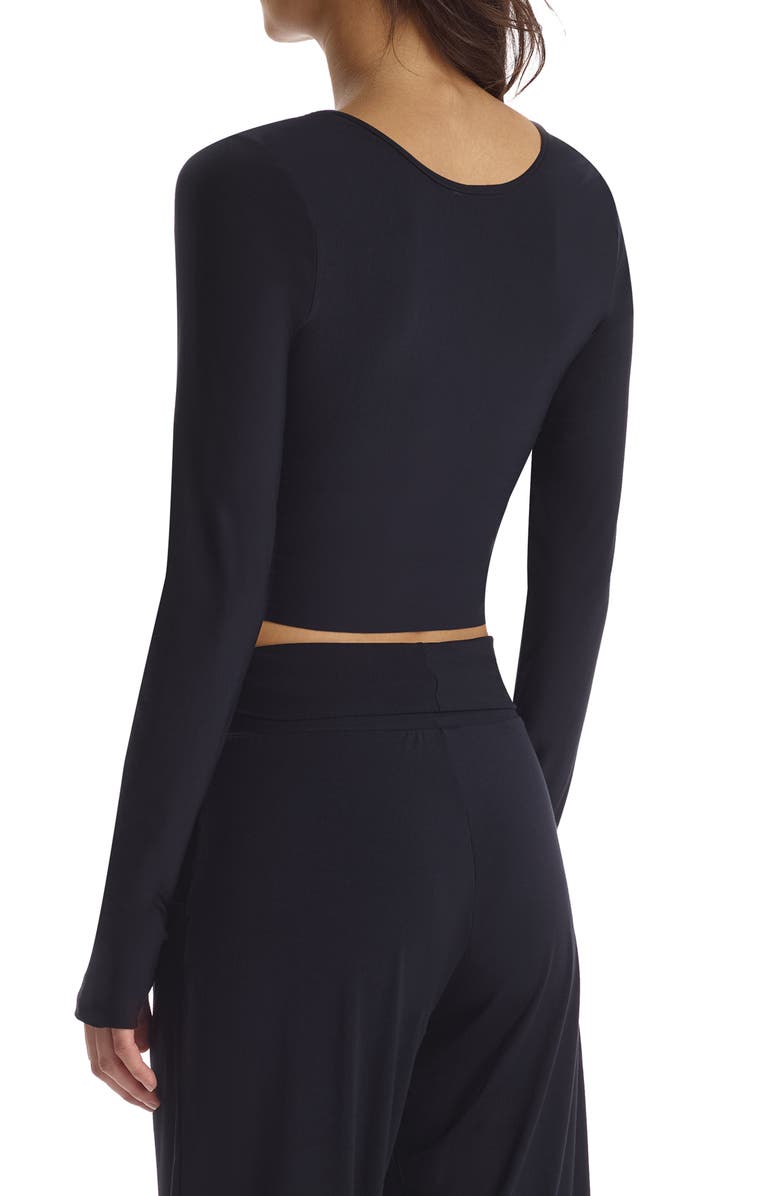 Commando Butter Thumbhole Faux Wrap Top, Alternate, color, Black