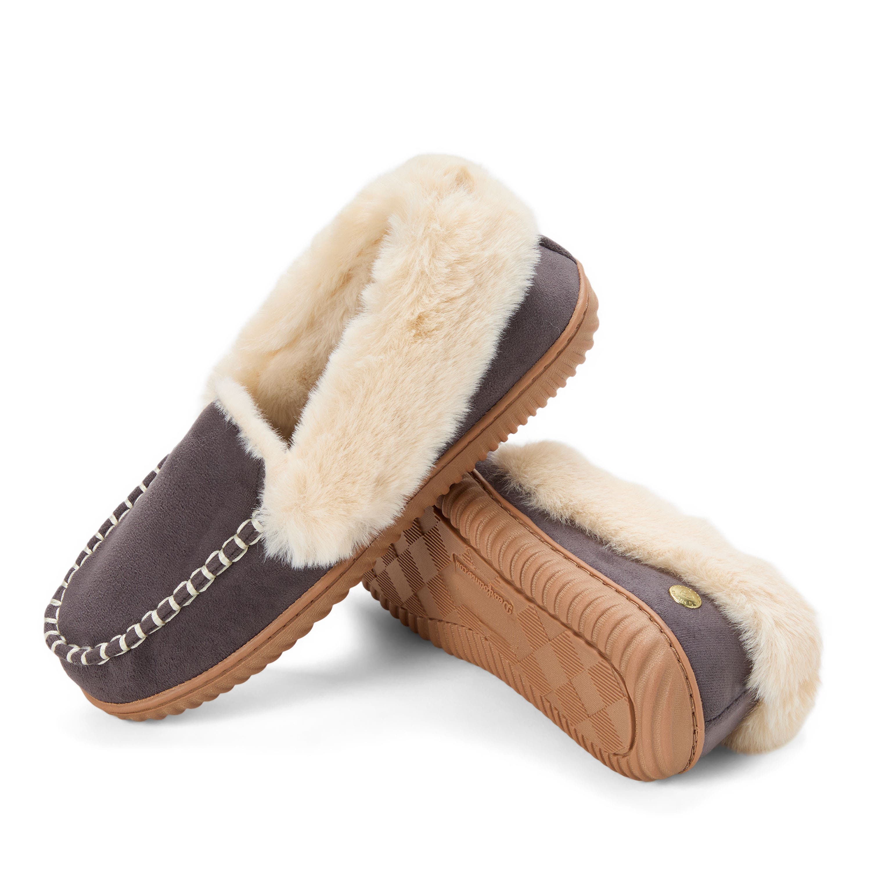 DEARFOAMS Ryland Cabin Moccasin Slipper, Alternate, color, Pavement