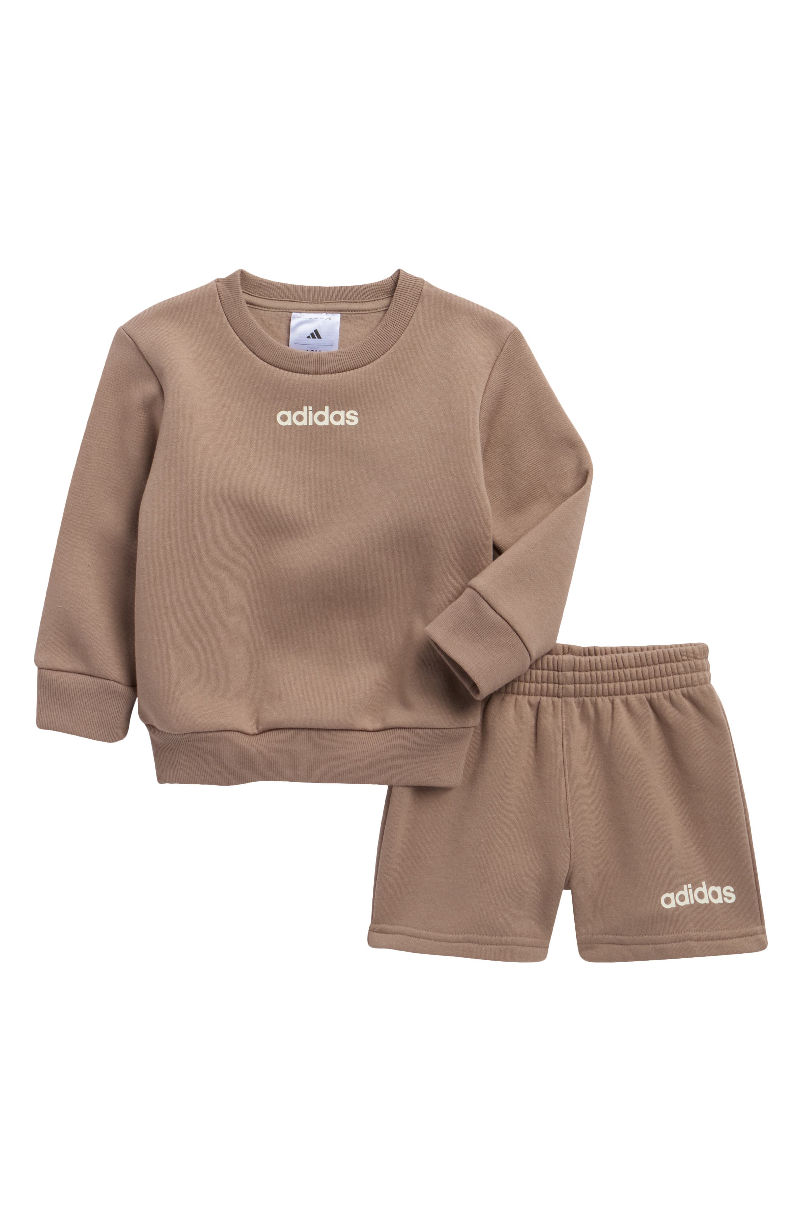 adidas Logo Fleece Crewneck Sweatshirt & Shorts Set