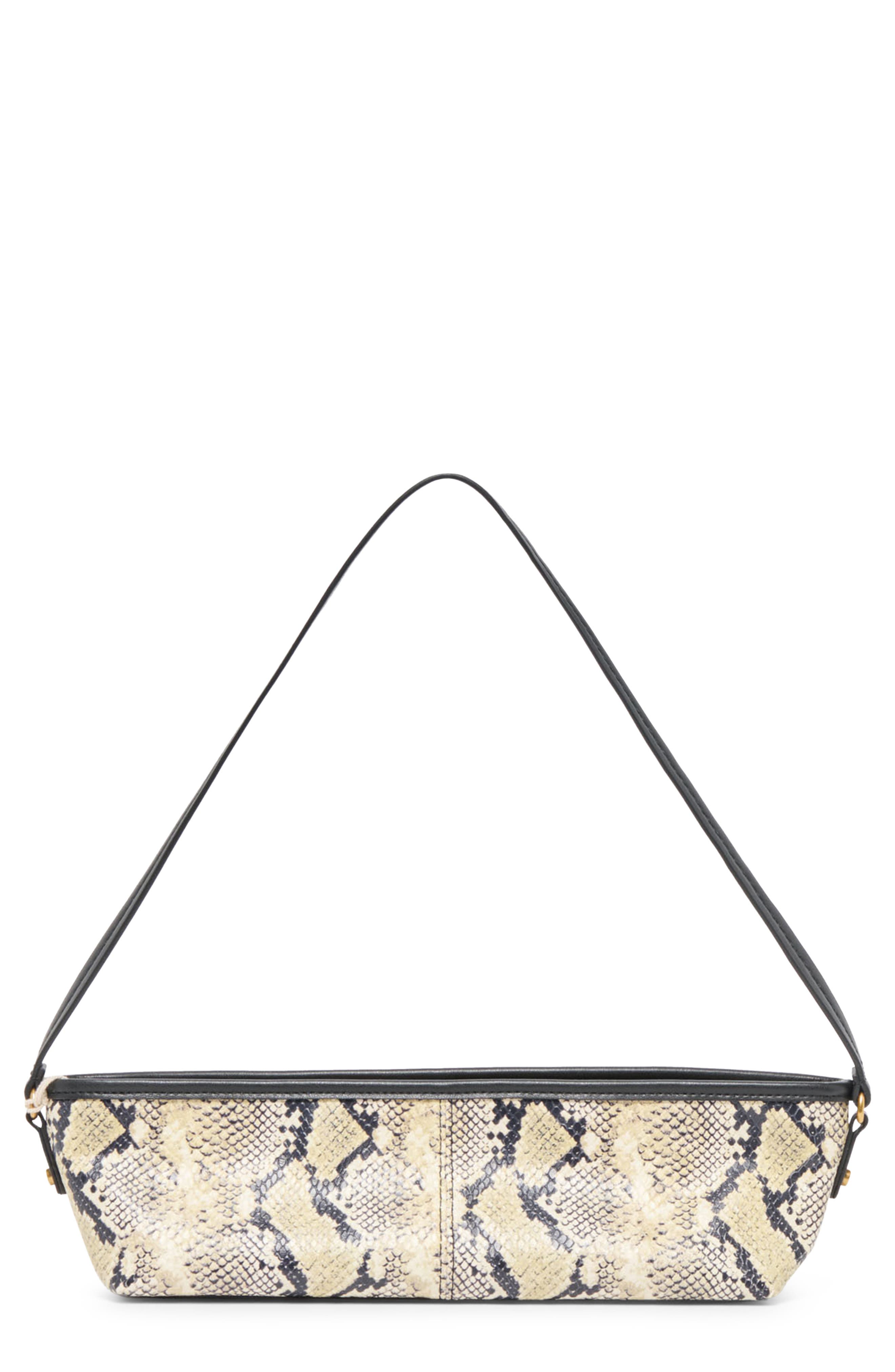 Dolce Vita Savii Snakeskin Embossed Faux Leather Shoulder Bag, Main, color, Black/ White